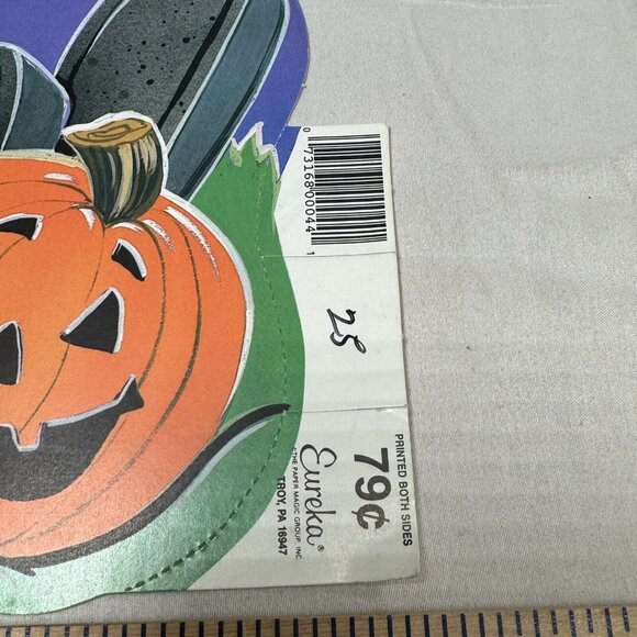 Vtg Eureka Flocked Spider Pumpkin Halloween Cut Out New Old Stock Graveyard - Picture 3 of 3